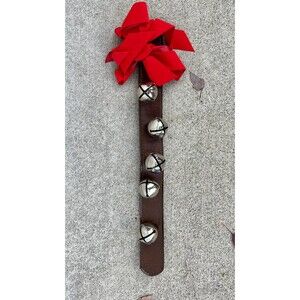 Christmas Jingle Bells Western Leather Strap Door Hanger Decor